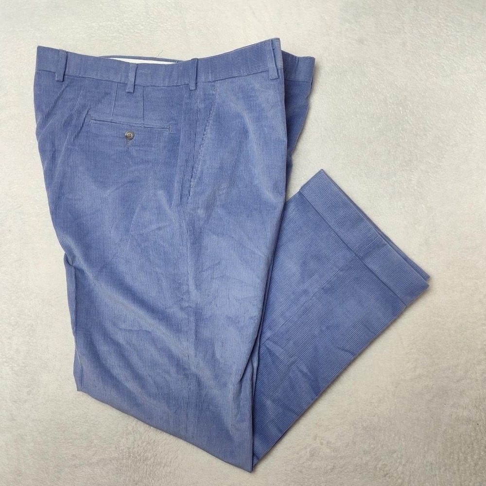 Paul Stuart Pants Mens 40x31 Blue Corduroy Dress Pants Cuffed Straight USA Made